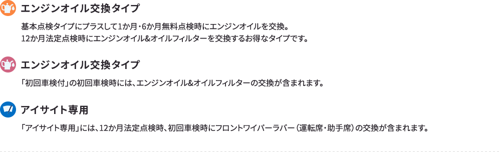 エンジンオイル交換タイプ、エンジンオイル交換タイプ、アイサイト専用