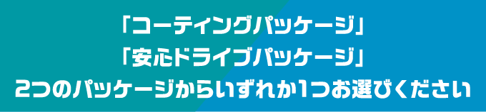「コーティングパッケージ」「安心ドライブパッケージ」2つのパッケージからいずれか1つお選びください