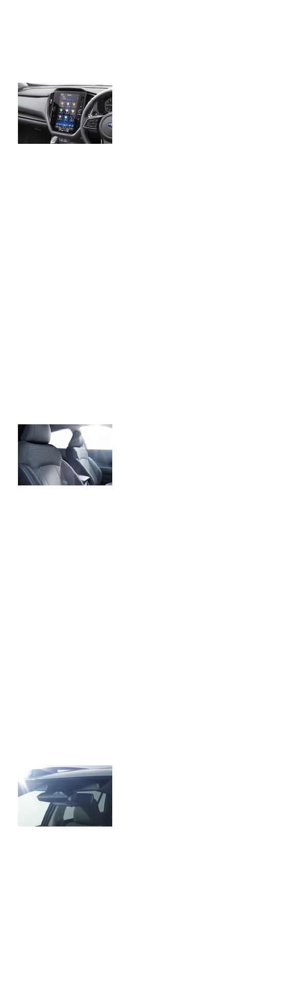 DESIGN　移動時間にさらなる愉しさを。DRIVING人を考え抜いた快適な走り。SAFETY安心の幅をさらに広げた「新世代アイサイト」。