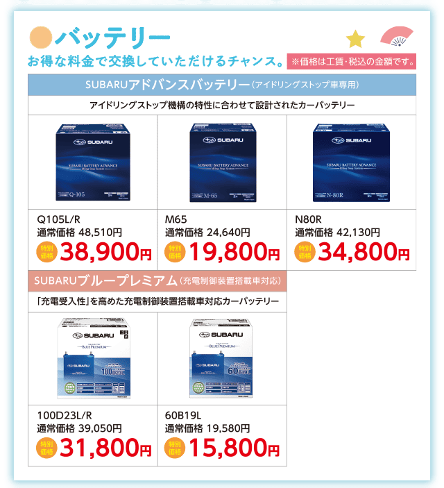 バッテリー お得な料金で交換していただけるチャンス。