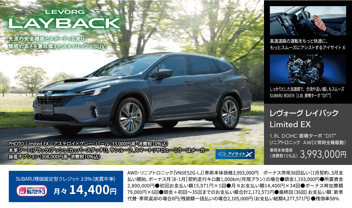 LEVORG LAYBACK レヴォーグレイバック Limited EX