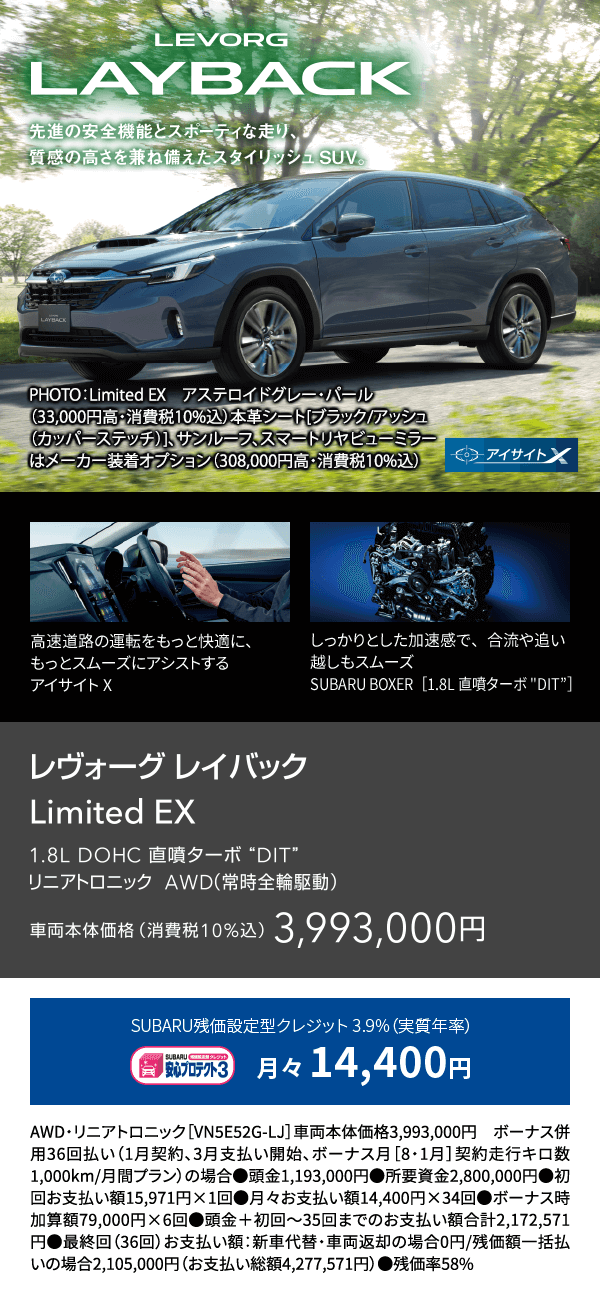 LEVORG LAYBACK レヴォーグレイバック Limited EX