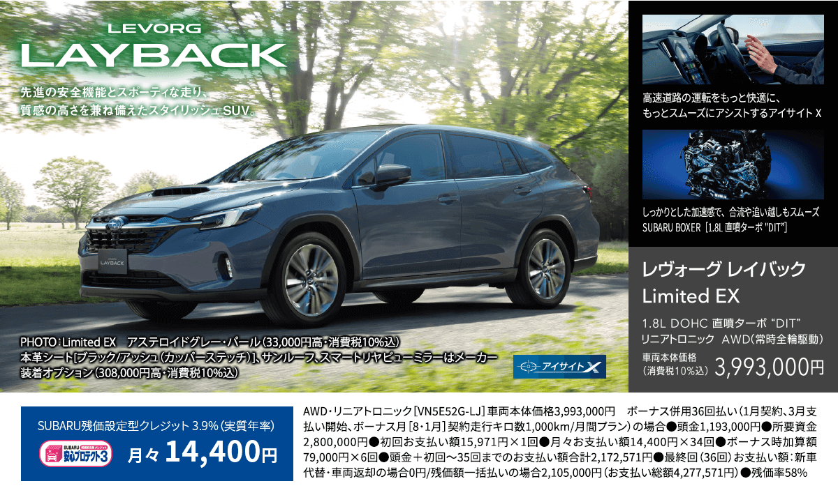 LEVORG LAYBACK レヴォーグレイバック Limited EX