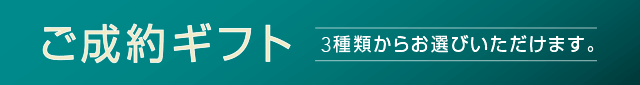 ご成約ギフト 3種類からお選びいただけます。