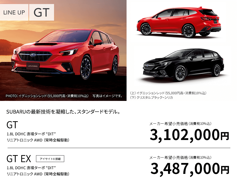 SUBARUの最新技術を凝縮した、スタンダードモデル。 GT