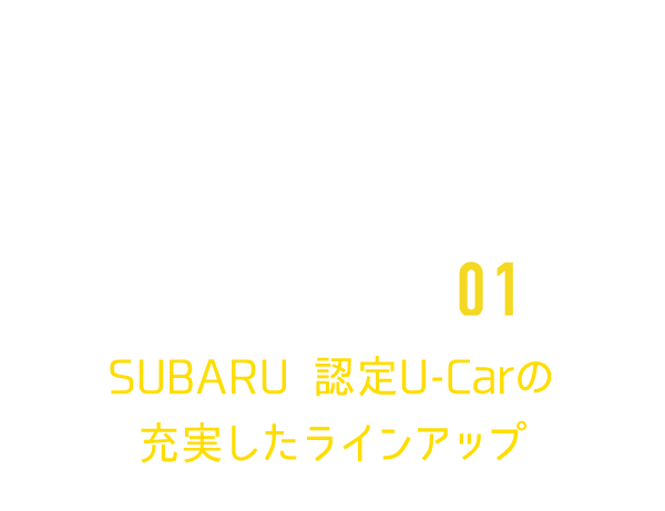 いつまでも続く、安心と愉しさを。SUBARU 認定U-Car POINT_01:SUBARU認定U-Carの充実したラインアップ お客様のご希望にぴったりの一台をお探しいただけます